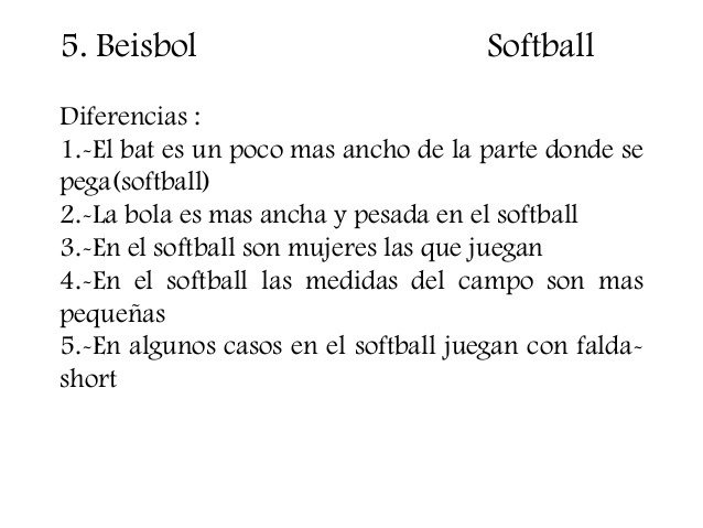 Cuadro Comparativo De Beisbol Y Softball Cuadro Comparativo